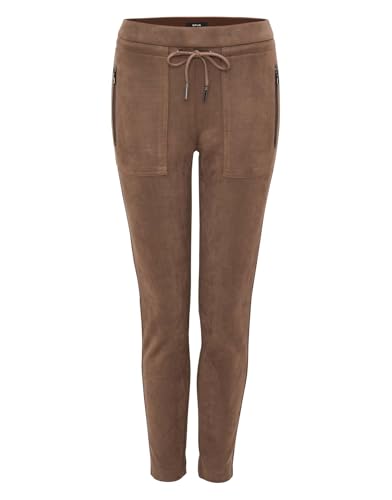 OPUS Damen Jogpants | Jogpants Elvina Cargo Slim in Veloursleder-Optik Cocoa, 44 von OPUS
