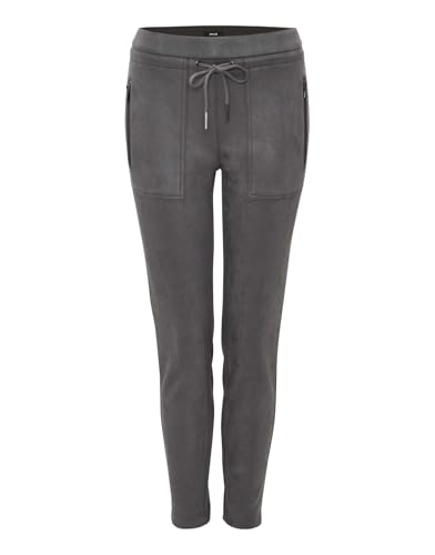 OPUS Damen Jogpants | Jogpants Elvina Cargo Slim in Veloursleder-Optik Graphite Glaze, 42 von OPUS