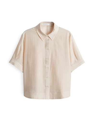 OPUS Damen Kurzarmbluse | FALOU Loose Hemdbluse aus Tencel™-Mix Natural Glaze, 40 von OPUS
