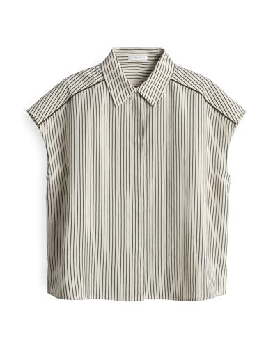 OPUS Damen Kurzarmbluse | FAMELLA Regular Streifenbluse aus nachhaltigem Viskosemix Olive Leaf, 40 von OPUS