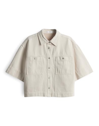 OPUS Damen Kurzarmbluse | Jeansbluse FERLOSA Oversized mit markanten Cargo Details Natural Glaze, S von OPUS