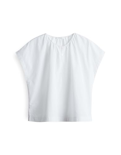 OPUS Damen Kurzarmbluse | Kurzarmbluse FIRA Loose aus Baumwollpopeline White, L von OPUS