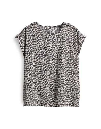 OPUS Damen Kurzarmbluse | Printbluse FERENA Splash aus weich fließender Viskose Midnight Brown, 38 von OPUS
