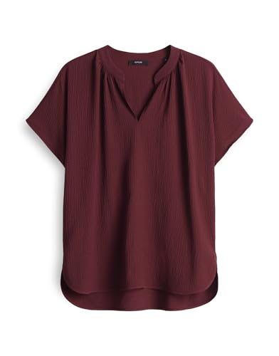 OPUS Damen Kurzarmbluse | Strukturierte Shirtbluse FASURA aus ECOVERO™ Viskose Mix Cassis, 36 von OPUS