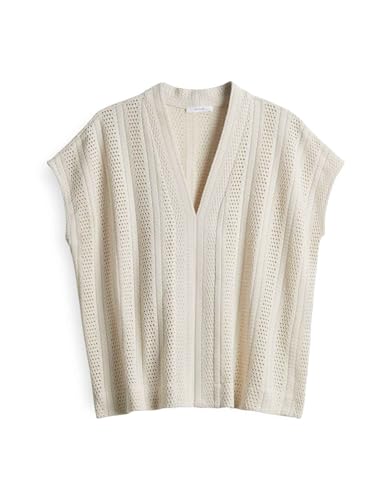 OPUS Damen Kurzarmshirt | Jerseyshirt SANIELA Loose mit Lochstrickoptik Natural Glaze, 44 von OPUS