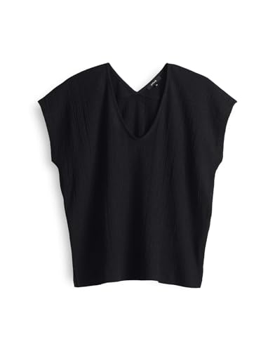 OPUS Damen Kurzarmshirt | Jerseyshirt SIRUKUS Structure Regular mit Crash Effekt Black, 44 von OPUS