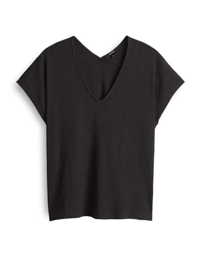 OPUS Damen Kurzarmshirt | Jerseyshirt SIRUKUS Structure Regular mit Crash Effekt Midnight Brown, 38 von OPUS