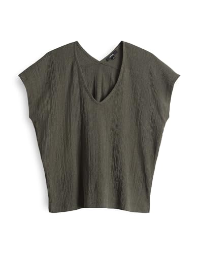 OPUS Damen Kurzarmshirt | Jerseyshirt SIRUKUS Structure Regular mit Crash Effekt Olive Leaf, 40 von OPUS