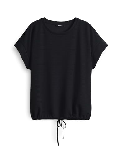 OPUS Damen Kurzarmshirt | Jerseyshirt SOLKE Loose mit texturierter Oberfläche Black, 38 von OPUS