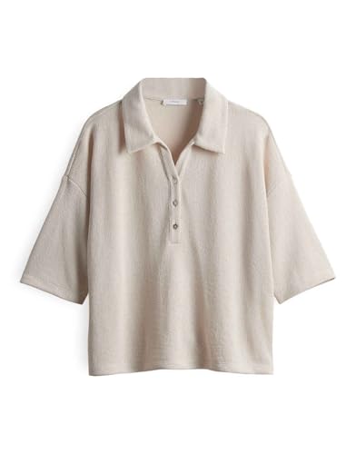 OPUS Damen Kurzarmshirt | Poloshirt SILKAS Loose in Strickoptik Natural Glaze, 38 von OPUS