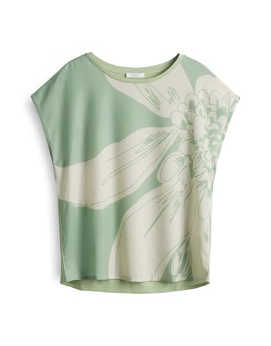 OPUS Damen Kurzarmshirt | Printshirt SAMELIE Print Regular mit floraler Artwork Green Glow, 38 von OPUS