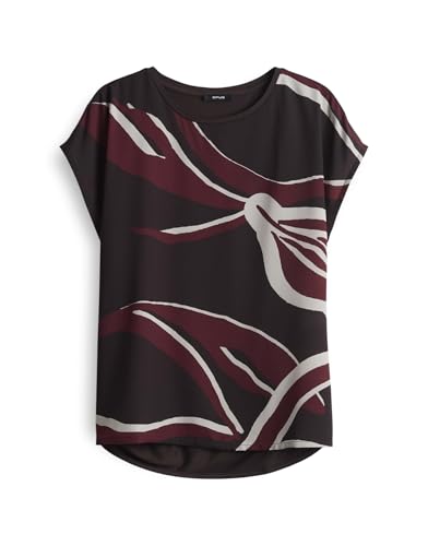 OPUS Damen Kurzarmshirt | Printshirt SOPIKA Print Regular aus fließendem Materialmix Midnight Brown, 42 von OPUS
