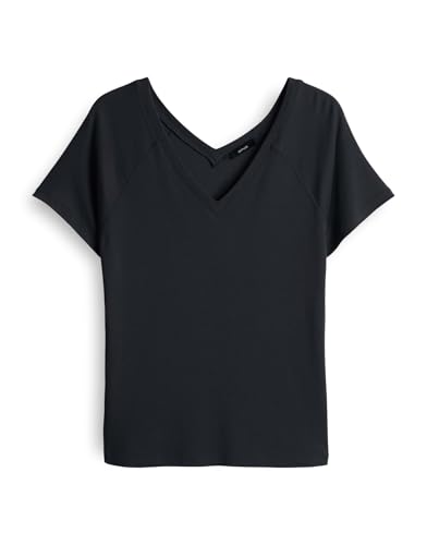 OPUS Damen Kurzarmshirt | SAVELLA Slim Jerseyshirt mit feiner Rippstruktur Coal Blue, 38 von OPUS