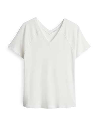 OPUS Damen Kurzarmshirt | SAVELLA Slim Jerseyshirt mit feiner Rippstruktur Milk, 38 von OPUS
