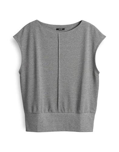 OPUS Damen Kurzarmshirt | SIESA Regular Jerseyshirt in Strickoptik Hazy Fog Melange, 40 von OPUS