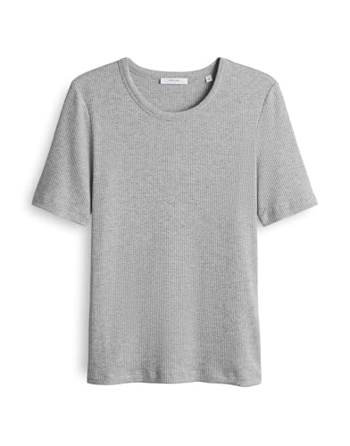 OPUS Damen Kurzarmshirt | SULCHEN Slim Shirt aus melangiertem Rippjersey Hazy Fog Melange, 44 von OPUS