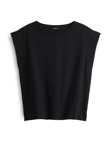 OPUS Damen Kurzarmshirt | T-Shirt SALLSO Regular mit dekorativer Lochspitze Black, 36 OPUS Damen Kurzarmshirt | T-Shirt SALLSO Regular mit dekorativer Lochspitze Black, 36 von OPUS