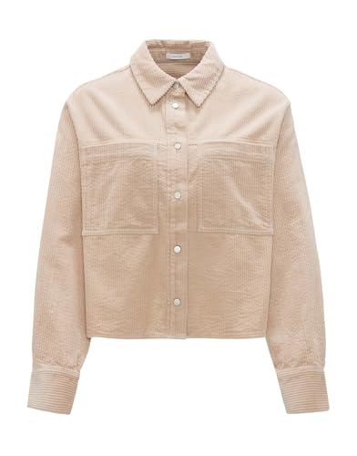 OPUS Damen Langarmbluse | Cordbluse FALBA Loose im Boxy Fit Macadamia, L von OPUS