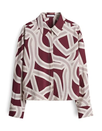 OPUS Damen Langarmbluse | FAMENA Lane Boxy Printbluse aus nachhaltigem Viskosemix Cassis, 42 von OPUS