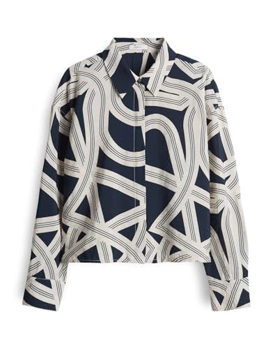 OPUS Damen Langarmbluse | FAMENA Lane Boxy Printbluse aus nachhaltigem Viskosemix Coal Blue, 42 von OPUS