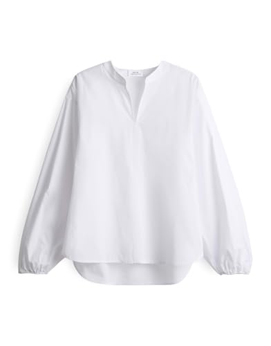 OPUS Damen Langarmbluse | FLANDI Loose Tunikabluse aus Baumwollpopelin White, 40 von OPUS