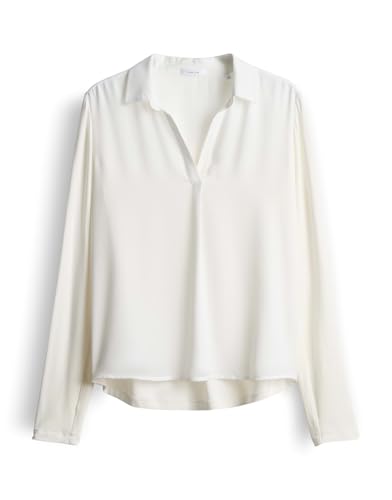 OPUS Damen Langarmbluse | FLASTI Regular Shirtbluse im Materialmix Milk, 40 von OPUS