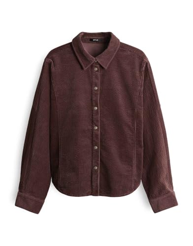 OPUS Damen Langarmbluse | FRENKI Regular Overshirt aus Cord Dark Grape, 44 von OPUS