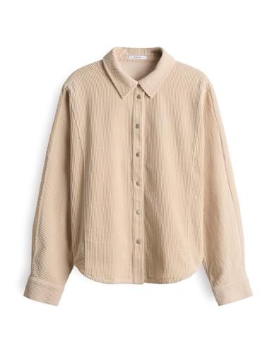 OPUS Damen Langarmbluse | FRENKI Regular Overshirt aus Cord Macadamia, 42 von OPUS