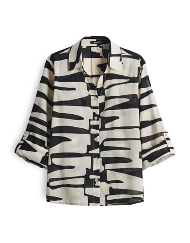 OPUS Damen Langarmbluse | FUMANI Jungle Loose Printbluse aus Cotton Voile Black, 44 von OPUS