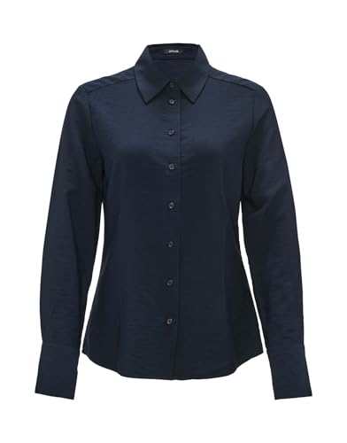 OPUS Damen Langarmbluse | Hemdbluse FANITA Slim aus Viskose Mix Coal Blue, 38 von OPUS