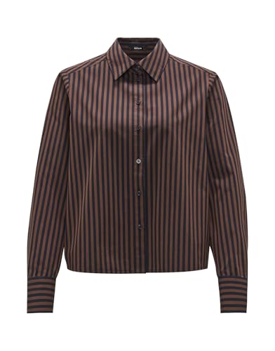 OPUS Damen Langarmbluse | Hemdbluse FEBULA Boxy Fit aus nachhaltiger Baumwolle Coal Blue, 40 von OPUS