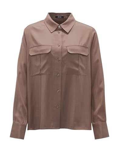 OPUS Damen Langarmbluse | Hemdbluse FLARA Loose aus schimmernder Viskose Cocoa, 40 von OPUS