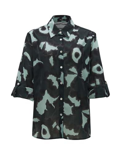 OPUS Damen Langarmbluse | Hemdbluse FUMINE FLORAL Regular aus BCI Cotton Emerald, 38 von OPUS