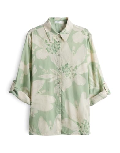 OPUS Damen Langarmbluse | Longbluse FUMINE BOHÈME Regular mit floralem Print Green Glow, 40 von OPUS