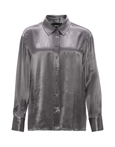 OPUS Damen Langarmbluse | Satinbluse FENZY Loose aus fließender Viskose Graphite Glaze, 36 von OPUS