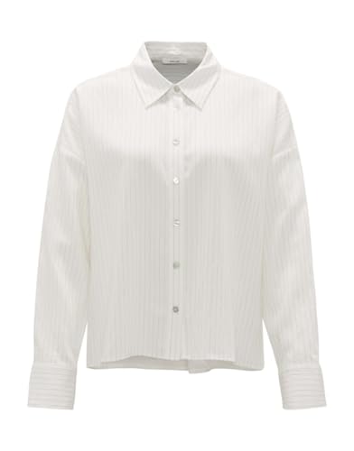 OPUS Damen Langarmbluse | Streifenbluse FREDI Boxy Fit aus Modal Mix White, 44 von OPUS
