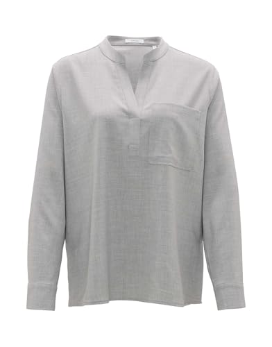 OPUS Damen Langarmbluse | Tunikabluse FANELL Regular aus weichem Flanell Hazy Fog Melange, 42 von OPUS