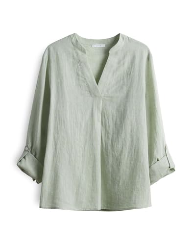OPUS Damen Langarmbluse | Tunikabluse FELENA Regular aus Leinen Mix Green Glow, 38 von OPUS