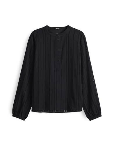 OPUS Damen Langarmbluse | Tunikabluse FUEGA Loose mit zarter Lochstickerei Black, 34 von OPUS