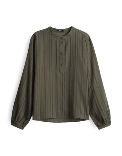 OPUS Damen Langarmbluse | Tunikabluse FUEGA Loose mit zarter Lochstickerei Olive Leaf, 44 von OPUS