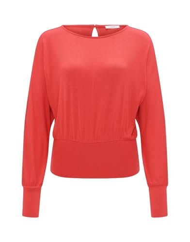 OPUS Damen Langarmshirt | Boxy Shirt SONNU Loose aus ECOVERO™ Viskose Mix Sweet red, S von OPUS