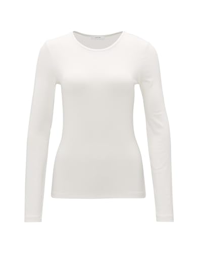 OPUS Damen Langarmshirt | Geripptes Basicshirt SOGETI Slim aus Tencel Mix Milk, 38 von OPUS