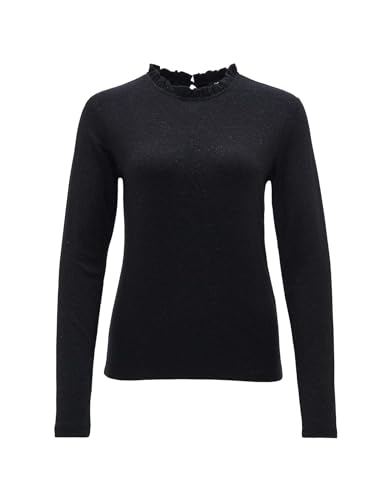 OPUS Damen Langarmshirt | Longsleeve SANBA Slim aus schimmerndem Jersey Black, 38 von OPUS