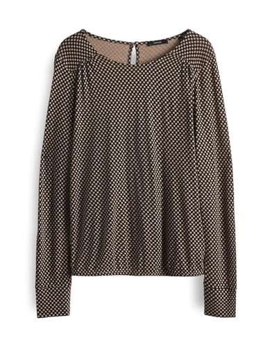 OPUS Damen Langarmshirt | Printshirt SUTHA AOP Regular aus ECOVERO™ Viskose Soft Oat, 36 von OPUS