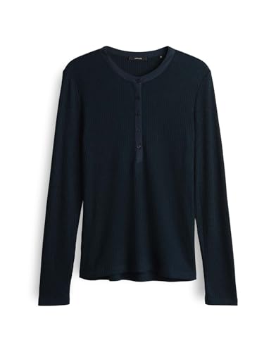 OPUS Damen Langarmshirt | SIMOLU Slim Longsleeve mit feiner Rippstruktur Coal Blue, 42 von OPUS