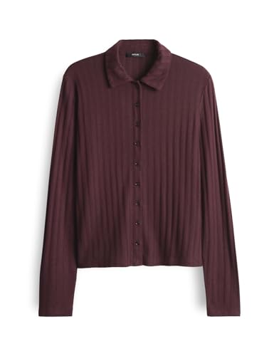 OPUS Damen Langarmshirt | SITAMI Slim Rippshirt aus ECOVERO™ Viskosemix Dark Grape, 42 von OPUS