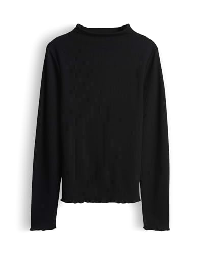 OPUS Damen Langarmshirt | SOMANZI Slim Longsleeve aus feinem Rippjersey Black, 38 von OPUS