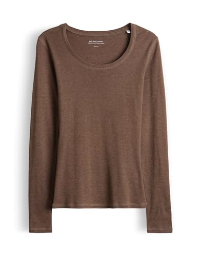 OPUS Damen Langarmshirt | SORANA Slim Longsleeve aus BCI Cotton Mix Cocoa, 40 von OPUS