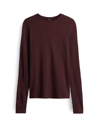 OPUS Damen Langarmshirt | SUMELIKA Slim Longsleeve in Rippstruktur Dark Grape, 38 von OPUS