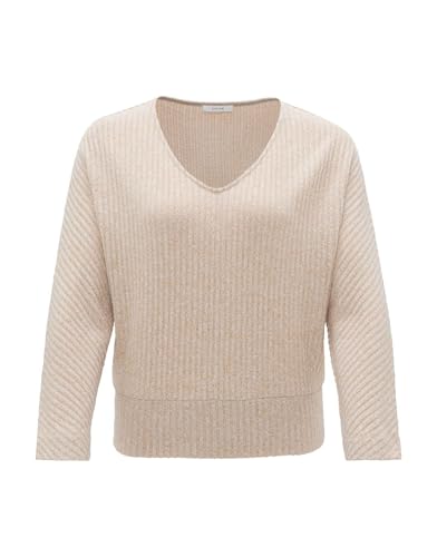OPUS Damen Langarmshirt | Shirt SOCOCO Batwing Fit aus weichem RIPP-Jersey Macadamia, 36 von OPUS